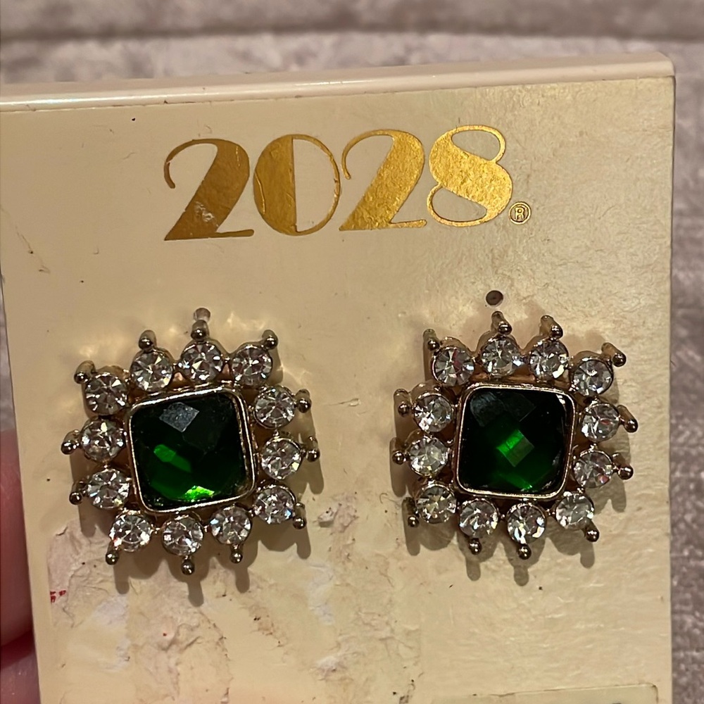 2028 Emerald Crystal Earrings NWTS